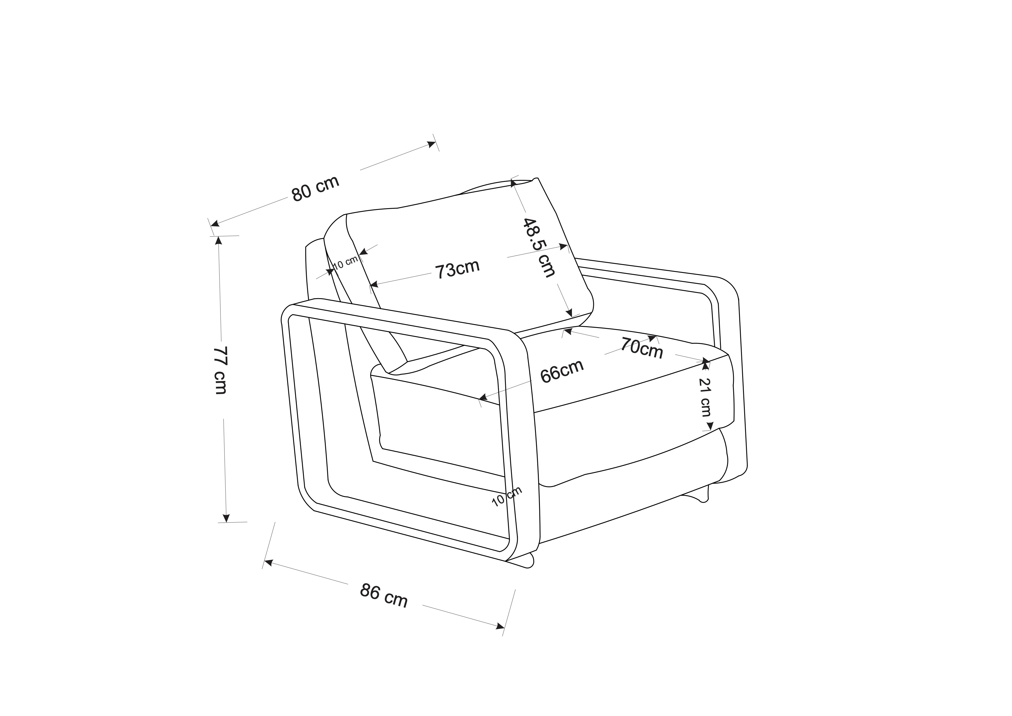 Kora 2 Seat Casual Lounge Set dimensions